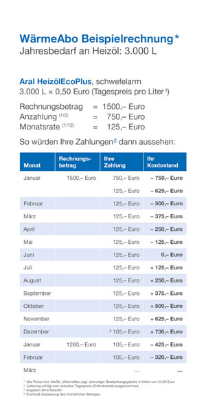 Beispielabrechnung unseres WärmeAbo Dienstes